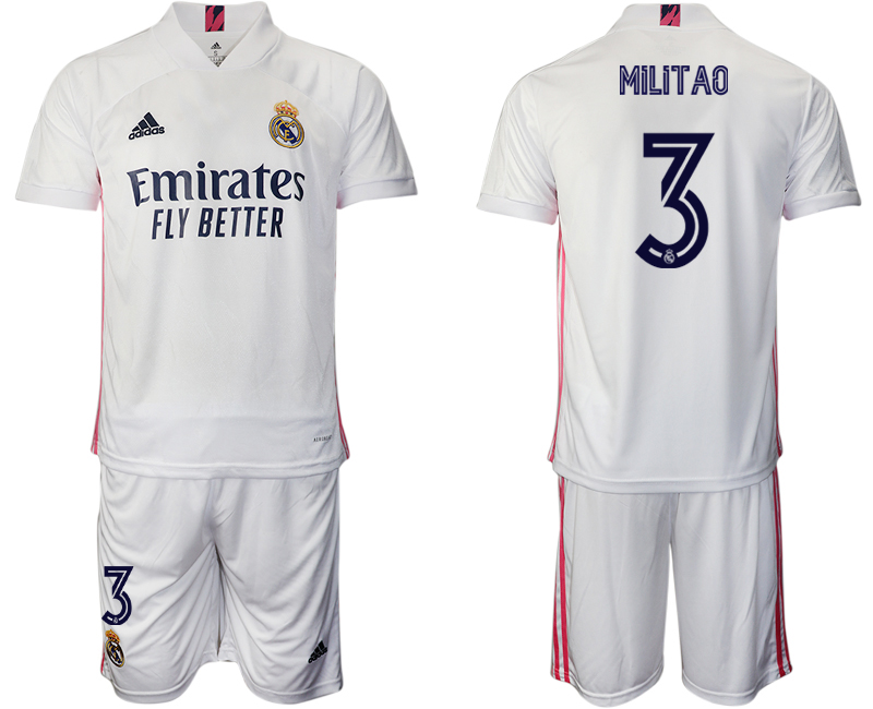 Men 2020-2021 club Real Madrid home #3 white Soccer Jerseys->real madrid jersey->Soccer Club Jersey